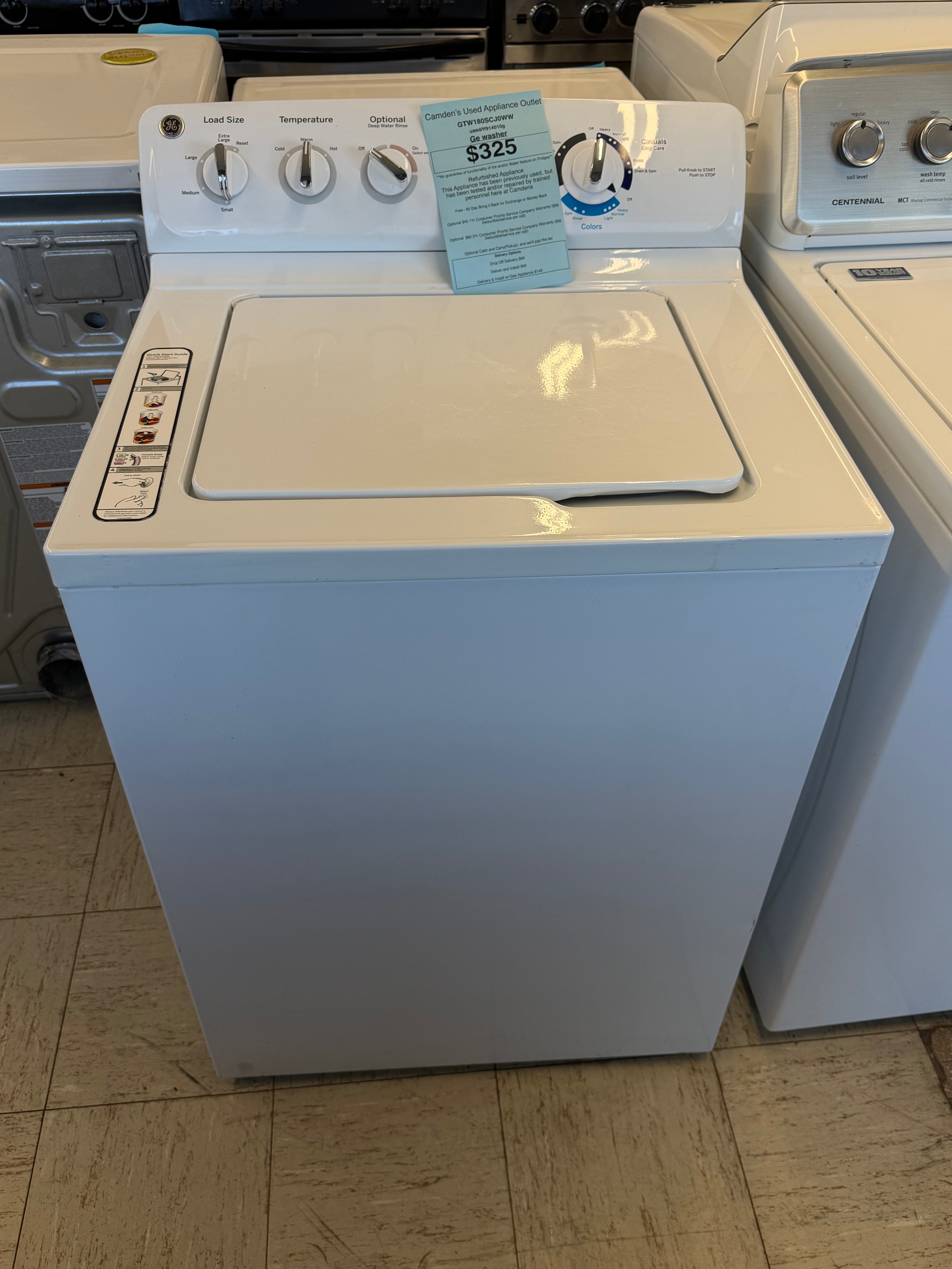 Used GE Top Load Washer with 60 Day Exchange Warranty