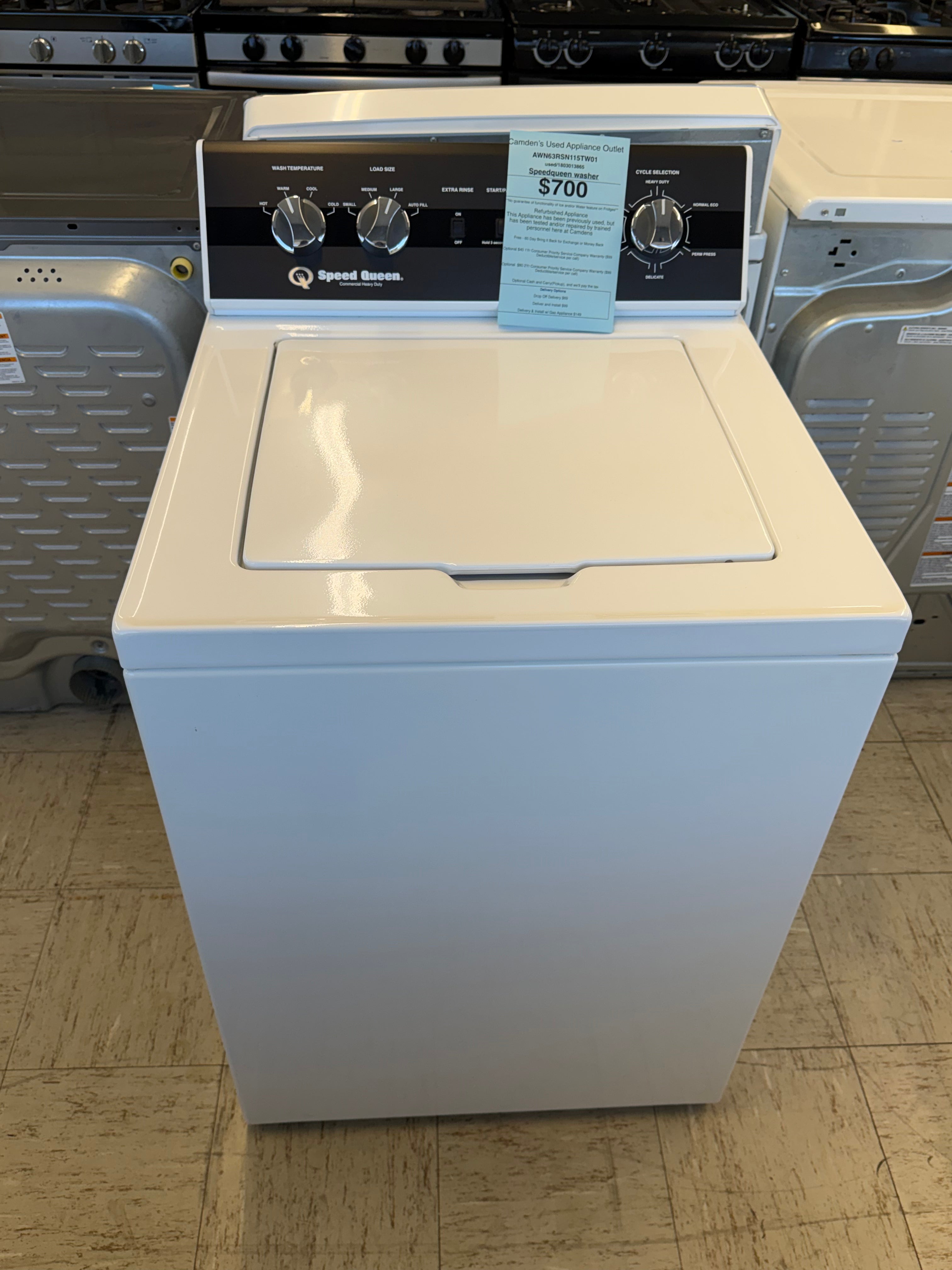 Used Speed Queen Top Load Washer with 60 Day Exchange Warranty