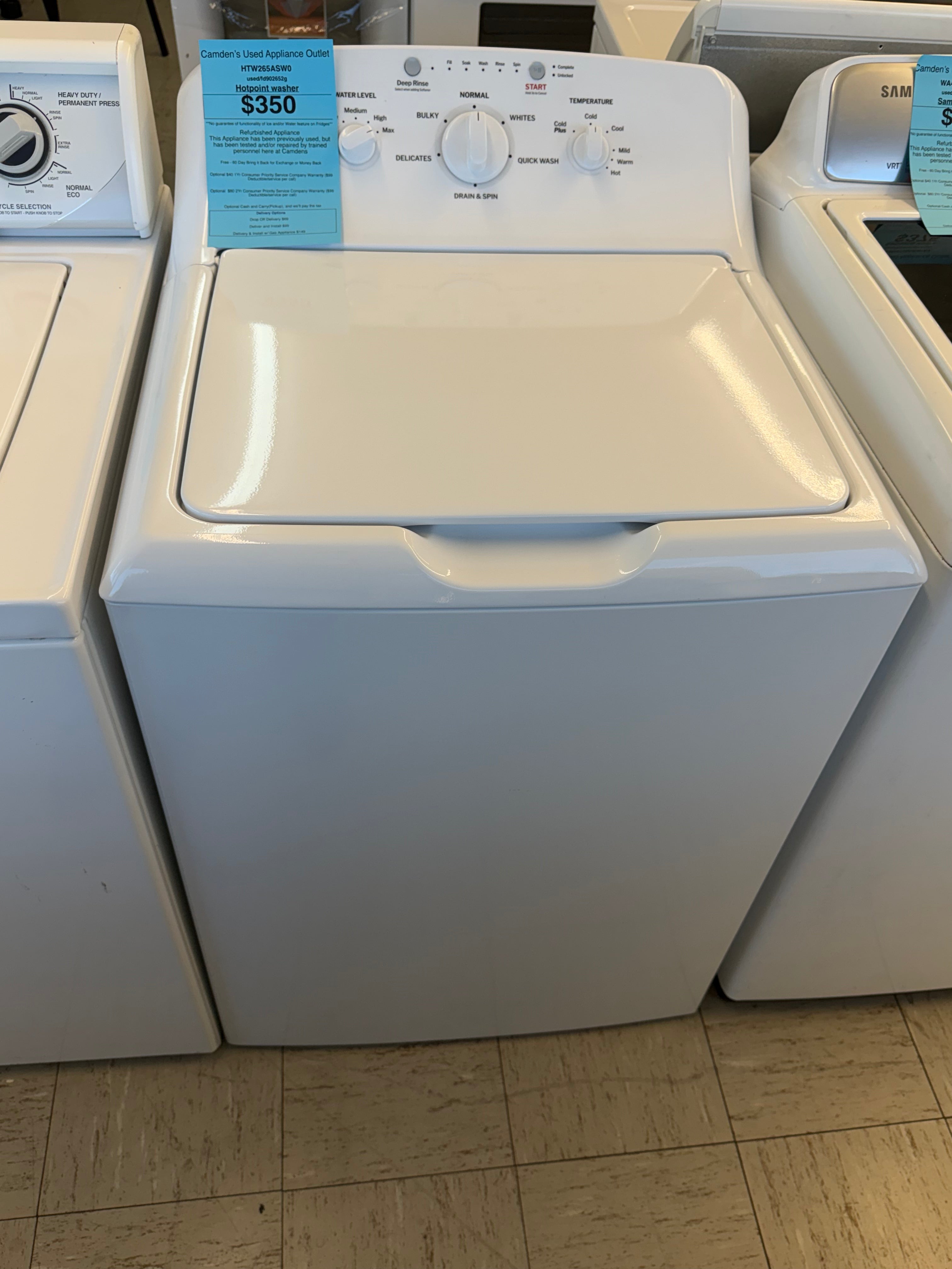 Used Hotpoint washer with 60 Day Exchange Warranty